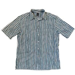 BOSS‎ Hugo Boss Relaxed Fit Striped Short Sleeve Button Up Shirt Men L - EUC